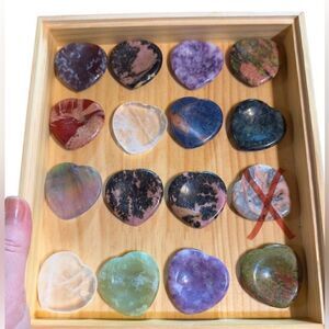 1pc Hand Carved Natural Gemstone Mini Heart Pocket Stone Worry Stone